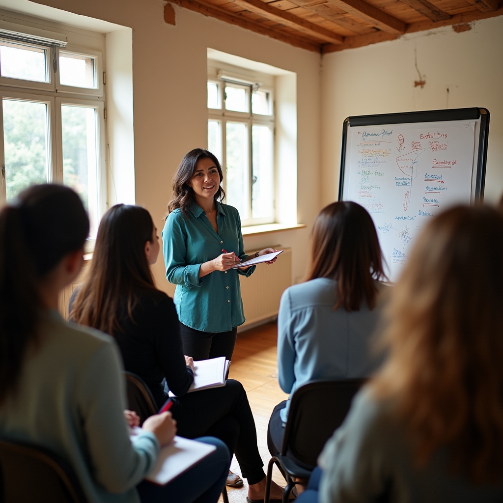 Financial education workshop with engaged adult participants