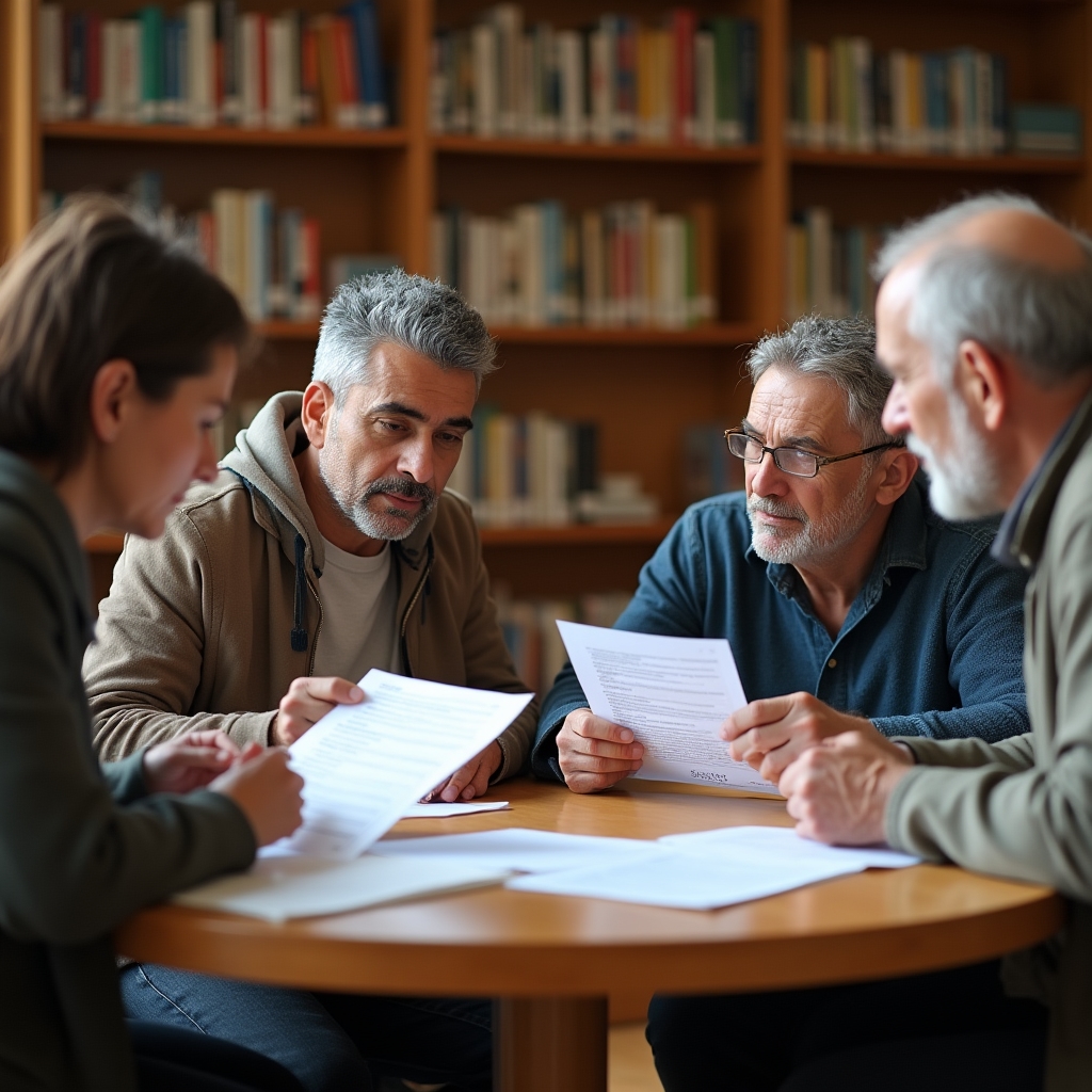 Diverse group of Spanish adults participating in financial survey